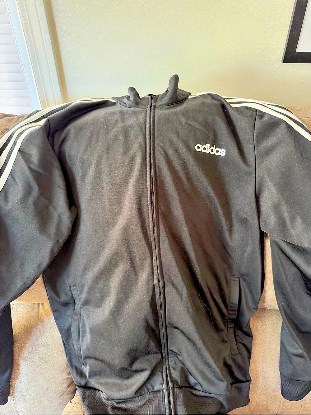 adidas Essentials 3-Stripes Track Jacket Men's Black & White Size Medium